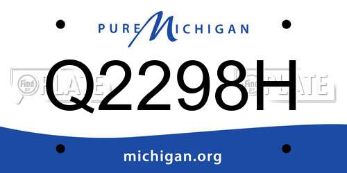 Q2298H Michigan License Plate