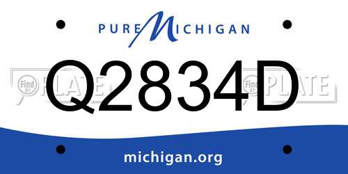 Q2834D Michigan License Plate