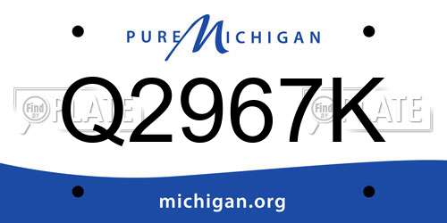 Q2967K Michigan License Plate