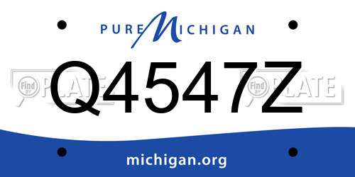 Q4547Z Michigan License Plate