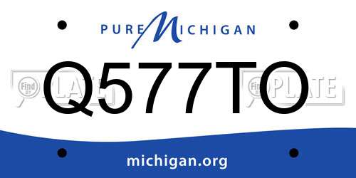 Q577TO Michigan License Plate
