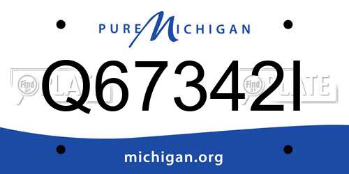 Q67342I Michigan License Plate