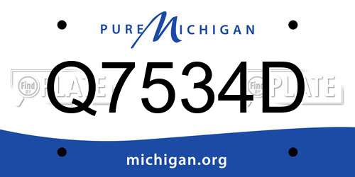 Q7534D Michigan License Plate