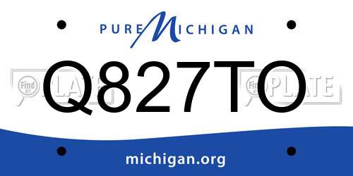 Q827TO Michigan License Plate