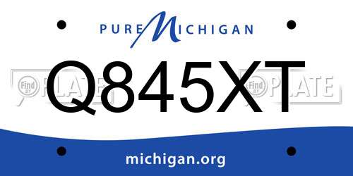 Q845XT Michigan License Plate