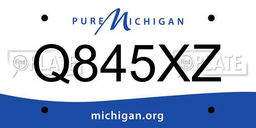 Q845XZ Michigan License Plate