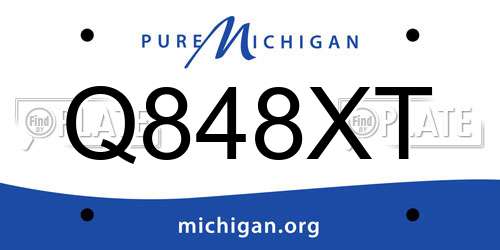 Q848XT Michigan License Plate