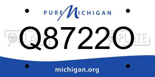 Q8722O Michigan License Plate