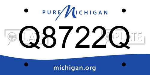 Q8722Q Michigan License Plate