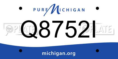 Q8752I Michigan License Plate