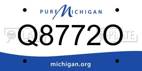 Q8772O Michigan License Plate