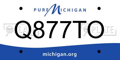 Q877TO Michigan License Plate