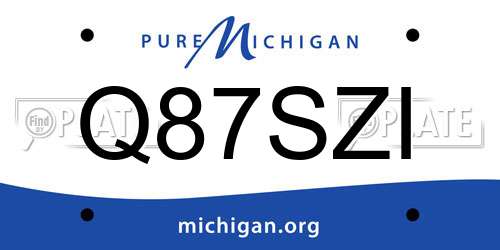 Q87SZI Michigan License Plate