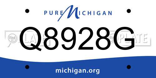 Q8928G Michigan License Plate
