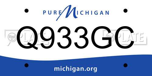 Q933GC Michigan License Plate