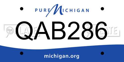 QAB286 Michigan License Plate
