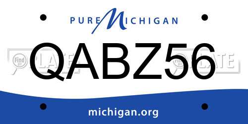 QABZ56 Michigan License Plate
