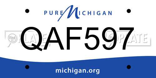 QAF597 Michigan License Plate