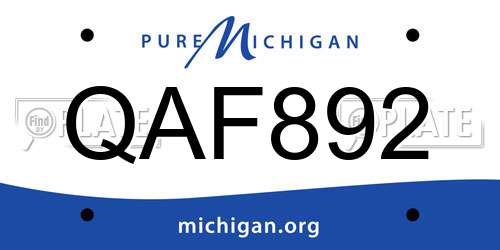 QAF892 Michigan License Plate