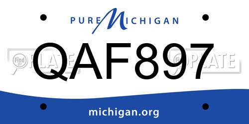 QAF897 Michigan License Plate