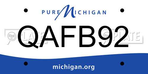 QAFB92 Michigan License Plate
