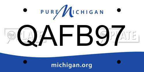 QAFB97 Michigan License Plate