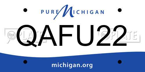 QAFU22 Michigan License Plate