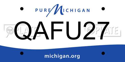 QAFU27 Michigan License Plate