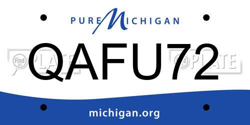 QAFU72 Michigan License Plate