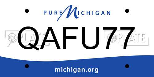 QAFU77 Michigan License Plate