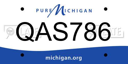 QAS786 Michigan License Plate