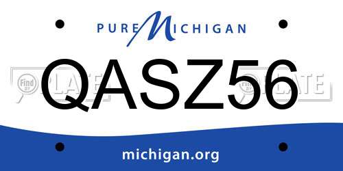 QASZ56 Michigan License Plate