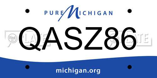QASZ86 Michigan License Plate