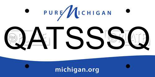 QATSSSQ Michigan License Plate