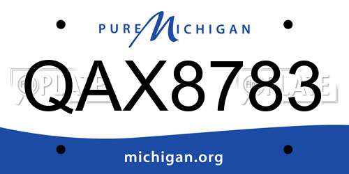 QAX8783 Michigan License Plate