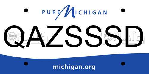 QAZSSSD Michigan License Plate