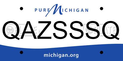 QAZSSSQ Michigan License Plate