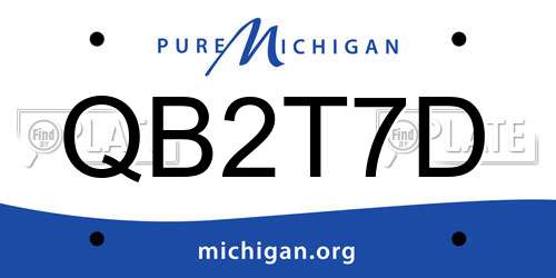 QB2T7D Michigan License Plate