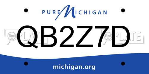 QB2Z7D Michigan License Plate