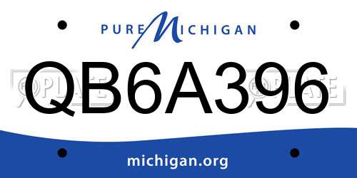 QB6A396 Michigan License Plate