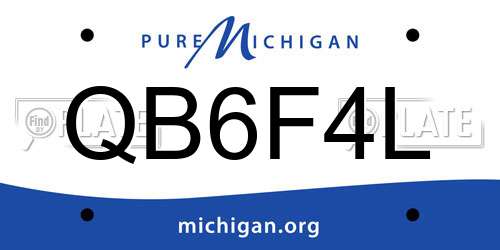 QB6F4L Michigan License Plate