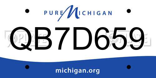 QB7D659 Michigan License Plate