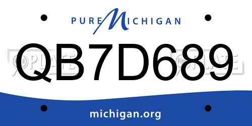 QB7D689 Michigan License Plate