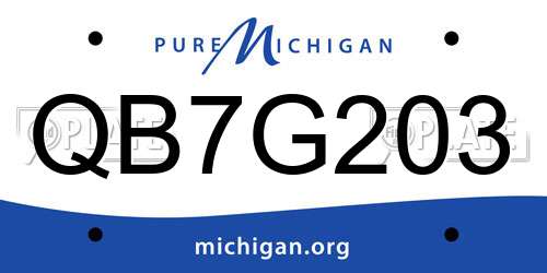 QB7G203 Michigan License Plate