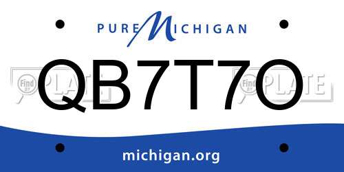 QB7T7O Michigan License Plate