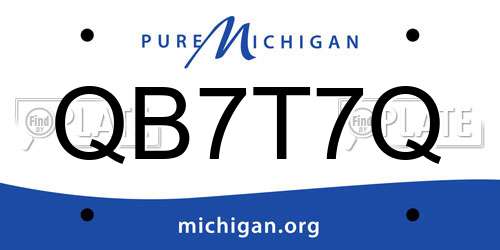 QB7T7Q Michigan License Plate