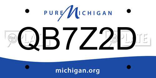QB7Z2D Michigan License Plate