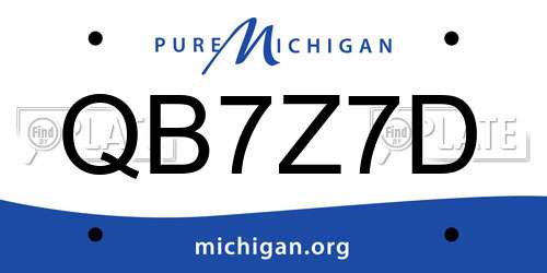 QB7Z7D Michigan License Plate