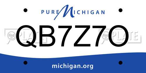 QB7Z7O Michigan License Plate