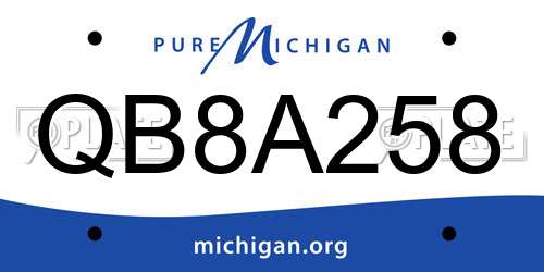 QB8A258 Michigan License Plate